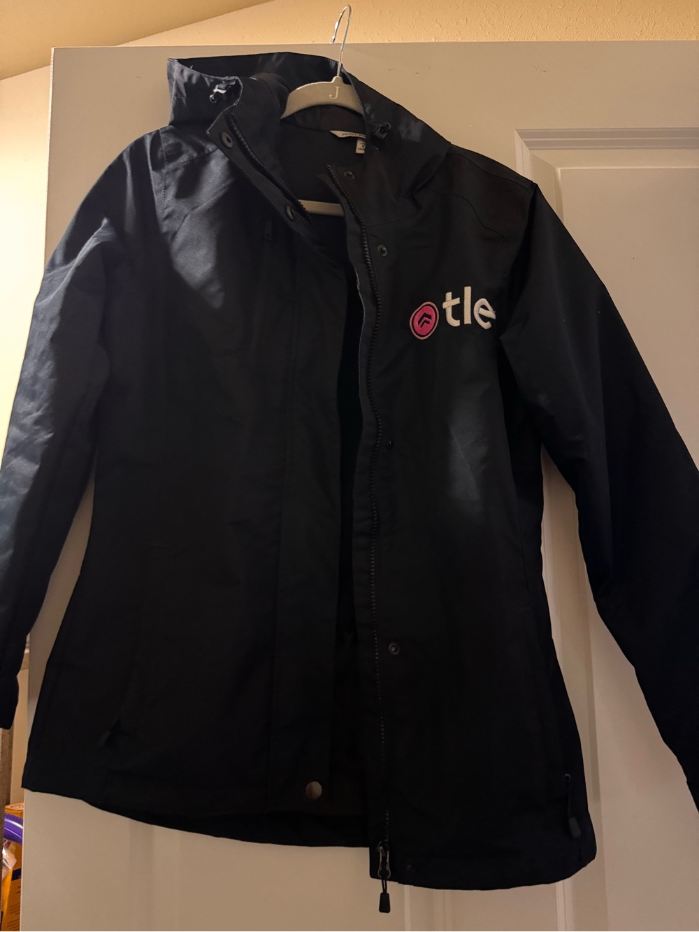 Port Authority Black Ski Jacket with Pink Logo